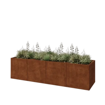 Corten acél virágláda XXL - Téglalap - 320 x 80 x 80 cm - Fenéklemezzel