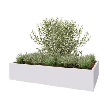 Acél virágláda XXL - Téglalap - 200 x 120 x 40 cm - RAL9010 matt (fehér) - Fenéklemezzel
