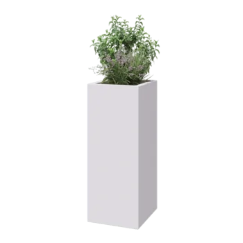 Üvegszálas virágláda - Négyzet - 40 x 40 x 100 cm - RAL9010 matt (fehér) - Alátéttel