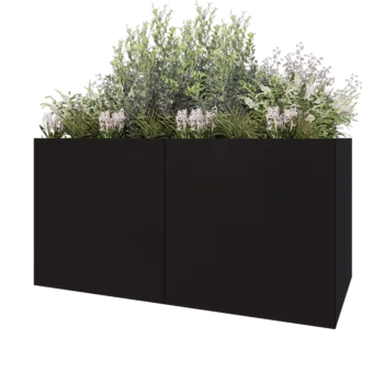 Acél virágláda XXL - Téglalap - 200 x 100 x 100 cm - RAL9005 matt (fekete) - Fenéklemezzel