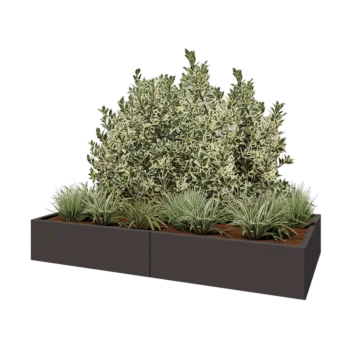 Acél virágláda XXL - Téglalap - 200 x 100 x 30 cm - RAL7016 matt (antracitszürke) - Fenéklemezzel