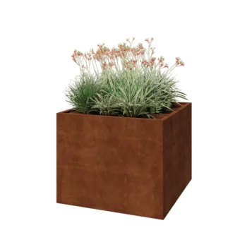 Corten acél virágláda - Négyzet - 100 x 100 x 80 cm - Fenéklemezzel