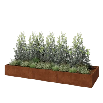 Corten acél virágláda XXL - Téglalap - 360 x 120 x 40 cm - Fenéklemezzel