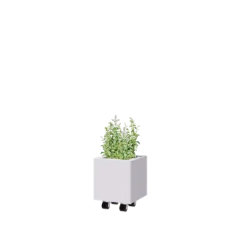 Acél virágláda - Négyzet - 30 x 30 x 30 cm - RAL9010 matt (fehér) - Fenéklemezzel - Kerekekkel
