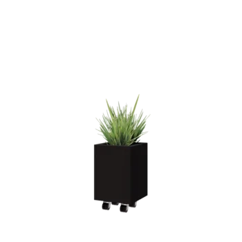 Acél virágláda - Négyzet - 30 x 30 x 40 cm - RAL9005 matt (fekete) - Fenéklemezzel - Kerekekkel
