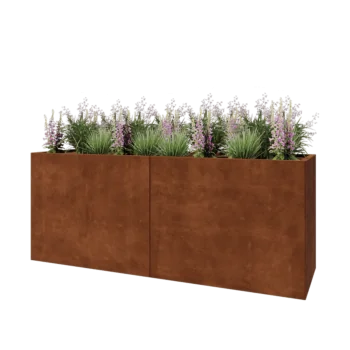 Corten acél virágláda XXL - Téglalap - 200 x 60 x 80 cm - Fenéklemezzel