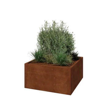 Corten acél virágláda - Négyzet - 100 x 100 x 50 cm - Fenéklemez nélkül