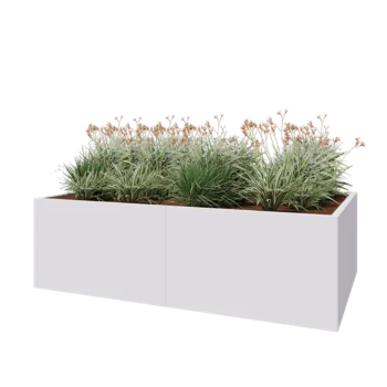 Acél virágláda XXL - Téglalap - 200 x 120 x 60 cm - RAL9010 matt (fehér) - Fenéklemez nélkül