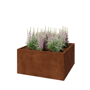 Corten acél virágláda - Négyzet - 120 x 120 x 60 cm - Fenéklemezzel