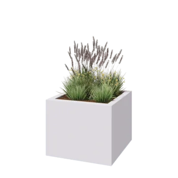 Üvegszálas virágláda - Négyzet - 100 x 100 x 80 cm - RAL9010 matt (fehér) - Alátéttel