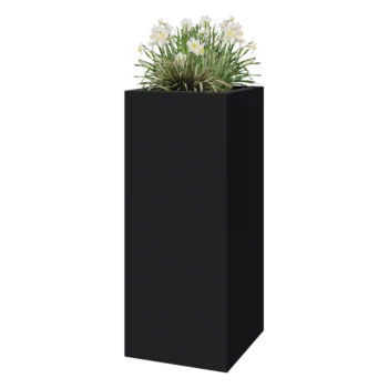 Üvegszálas virágláda - Négyzet - 50 x 50 x 120 cm - RAL7021 matt (fekete szürke) - Alátéttel