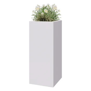 Üvegszálas virágláda - Négyzet - 50 x 50 x 120 cm - RAL9010 matt (fehér) - Alátéttel