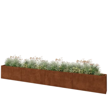 Corten acél virágláda XXL - Téglalap - 480 x 30 x 60 cm - Fenéklemezzel