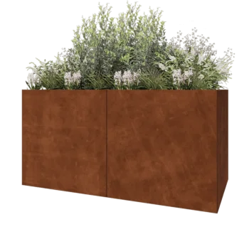 Corten acél virágláda XXL - Téglalap - 200 x 100 x 100 cm - Fenéklemezzel