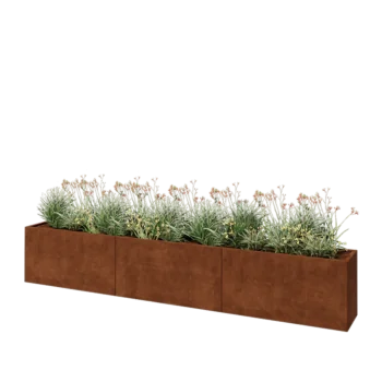Corten acél virágláda XXL - Téglalap - 360 x 40 x 60 cm - Fenéklemezzel