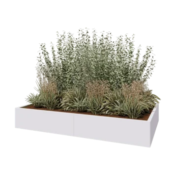 Acél virágláda XXL - Téglalap - 200 x 120 x 30 cm - RAL9010 matt (fehér) - Fenéklemezzel