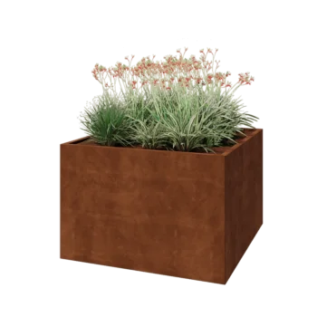 Corten acél virágláda - Négyzet - 120 x 120 x 80 cm - Fenéklemez nélkül