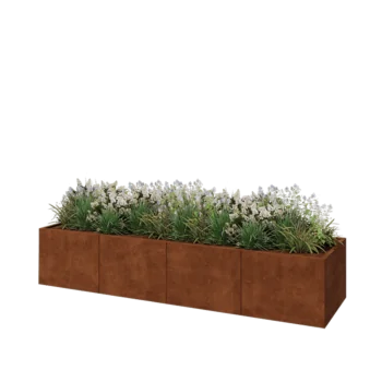 Corten acél virágláda XXL - Téglalap - 320 x 80 x 60 cm - Fenéklemezzel