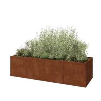 Corten acél virágláda XXL - Téglalap - 320 x 100 x 80 cm - Fenéklemezzel