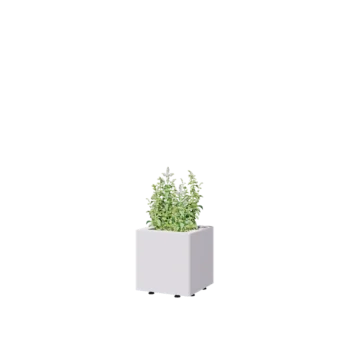 Acél virágláda - Négyzet - 30 x 30 x 30 cm - RAL9010 matt (fehér) - Fenéklemezzel - Lábakkal