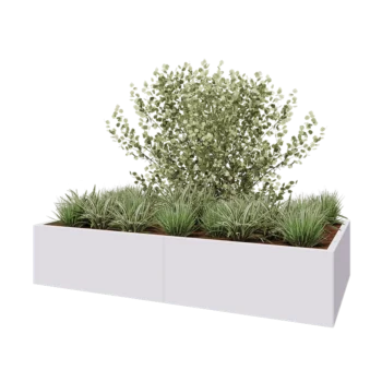 Acél virágláda XXL - Téglalap - 200 x 100 x 40 cm - RAL9010 matt (fehér) - Fenéklemez nélkül