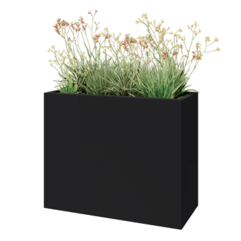 Üvegszálas virágláda - Téglalap alakú - 100 x 40 x 80 cm - RAL7021 matt (fekete szürke) - Alátéttel