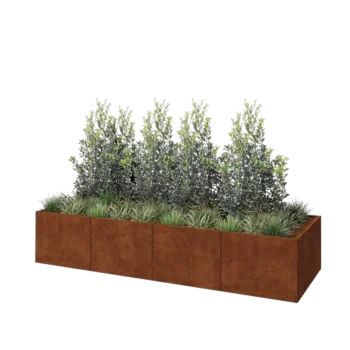 Corten acél virágláda XXL - Téglalap - 320 x 100 x 60 cm - Fenéklemezzel