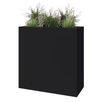Üvegszálas virágláda - Téglalap alakú - 100 x 40 x 100 cm - RAL7021 matt (fekete szürke) - Alátéttel