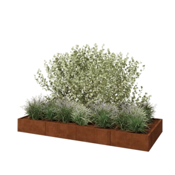Corten acél virágláda XXL - Téglalap - 320 x 120 x 30 cm - Fenéklemezzel