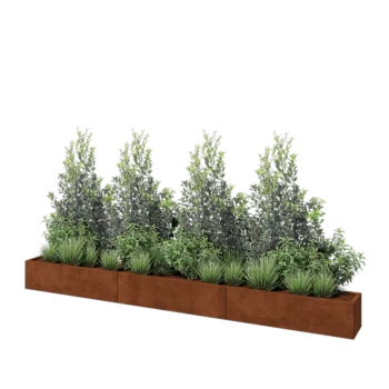 Corten acél virágláda XXL - Téglalap - 360 x 30 x 30 cm - Fenéklemez nélkül