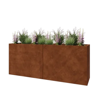 Corten acél virágláda XXL - Téglalap - 200 x 50 x 80 cm - Fenéklemezzel