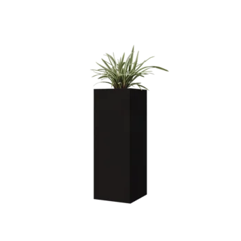 Acél virágláda - Négyzet - 30 x 30 x 80 cm - RAL9005 matt (fekete) - Fenéklemez nélkül