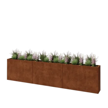 Corten acél virágláda XXL - Téglalap - 360 x 30 x 80 cm - Fenéklemez nélkül