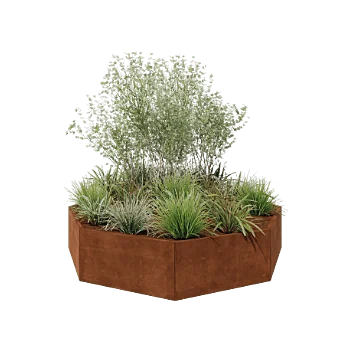 Corten acél virágláda - Nyolcszög - 241,4 x 241,4 x 50 cm - Fenéklemez nélkül