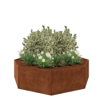 Corten acél virágláda - Nyolcszög - 241,4 x 241,4 x 60 cm - Fenéklemez nélkül