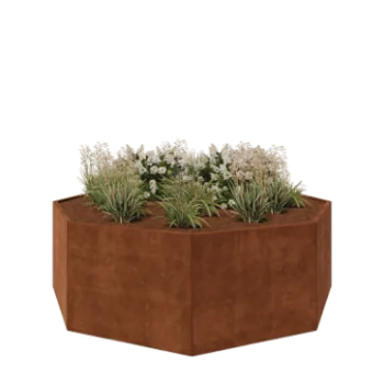 Corten acél virágláda - Nyolcszög - 241,4 x 241,4 x 80 cm - Fenéklemez nélkül