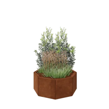Corten acél virágláda - Nyolcszög - 72,4 x 72,4 x 30 cm - Fenéklemez nélkül