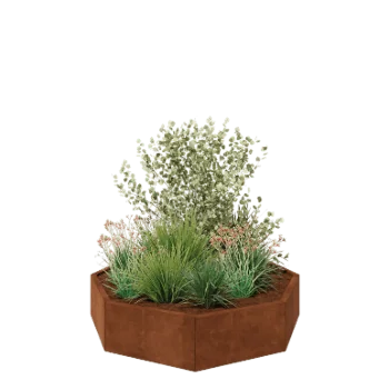 Corten acél virágláda - Nyolcszög - 144,9 x 144,9 x 30 cm - Fenéklemez nélkül