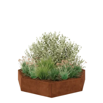 Corten acél virágláda - Nyolcszög - 193,1 x 193,1 x 30 cm - Fenéklemez nélkül