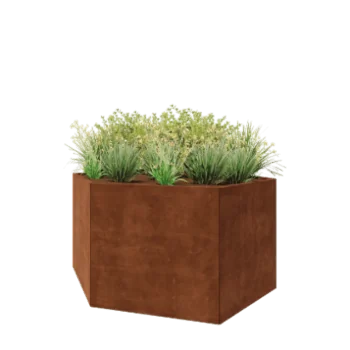 Corten acél virágláda - Hatszög - 199,3 x 173,2 x 100 cm - Fenéklemez nélkül