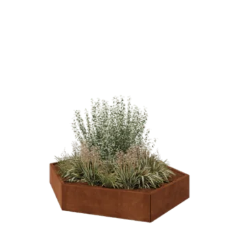 Corten acél virágláda - Hatszög - 199,3 x 173,2 x 30 cm - Fenéklemez nélkül