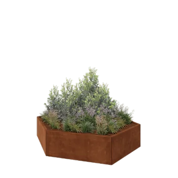 Corten acél virágláda - Hatszög - 199,3 x 173,2 x 40 cm - Fenéklemez nélkül