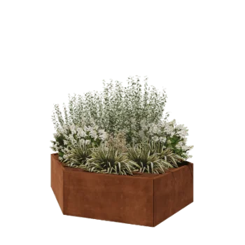 Corten acél virágláda - Hatszög - 199,3 x 173,2 x 50 cm - Fenéklemez nélkül