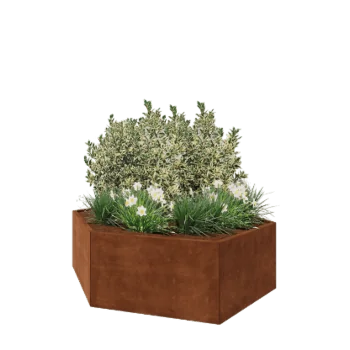 Corten acél virágláda - Hatszög - 199,3 x 173,2 x 60 cm - Fenéklemez nélkül