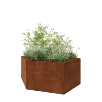 Corten acél virágláda - Hatszög - 199,3 x 173,2 x 80 cm - Fenéklemez nélkül