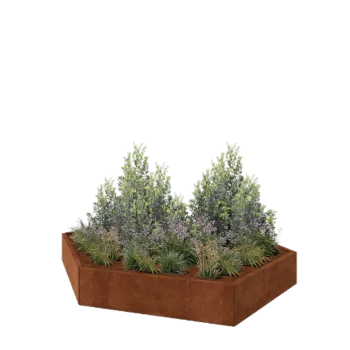 Corten acél virágláda - Hatszög - 239,3 x 207,8 x 30 cm - Fenéklemez nélkül