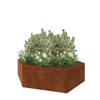 Corten acél virágláda - Hatszög - 239,3 x 207,8 x 60 cm - Fenéklemez nélkül