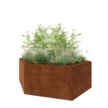 Corten acél virágláda - Hatszög - 239,3 x 207,8 x 80 cm - Fenéklemez nélkül