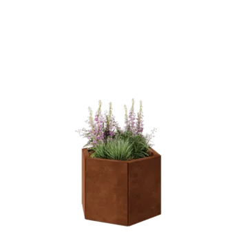 Corten acél virágláda - Hatszög - 59,3 x 52 x 40 cm - Fenéklemez nélkül