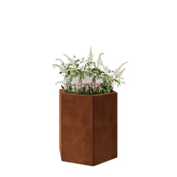 Corten acél virágláda - Hatszög - 59,3 x 52 x 60 cm - Fenéklemez nélkül